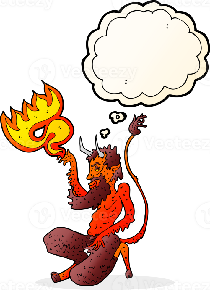 cartoon traditional devil with thought bubble png