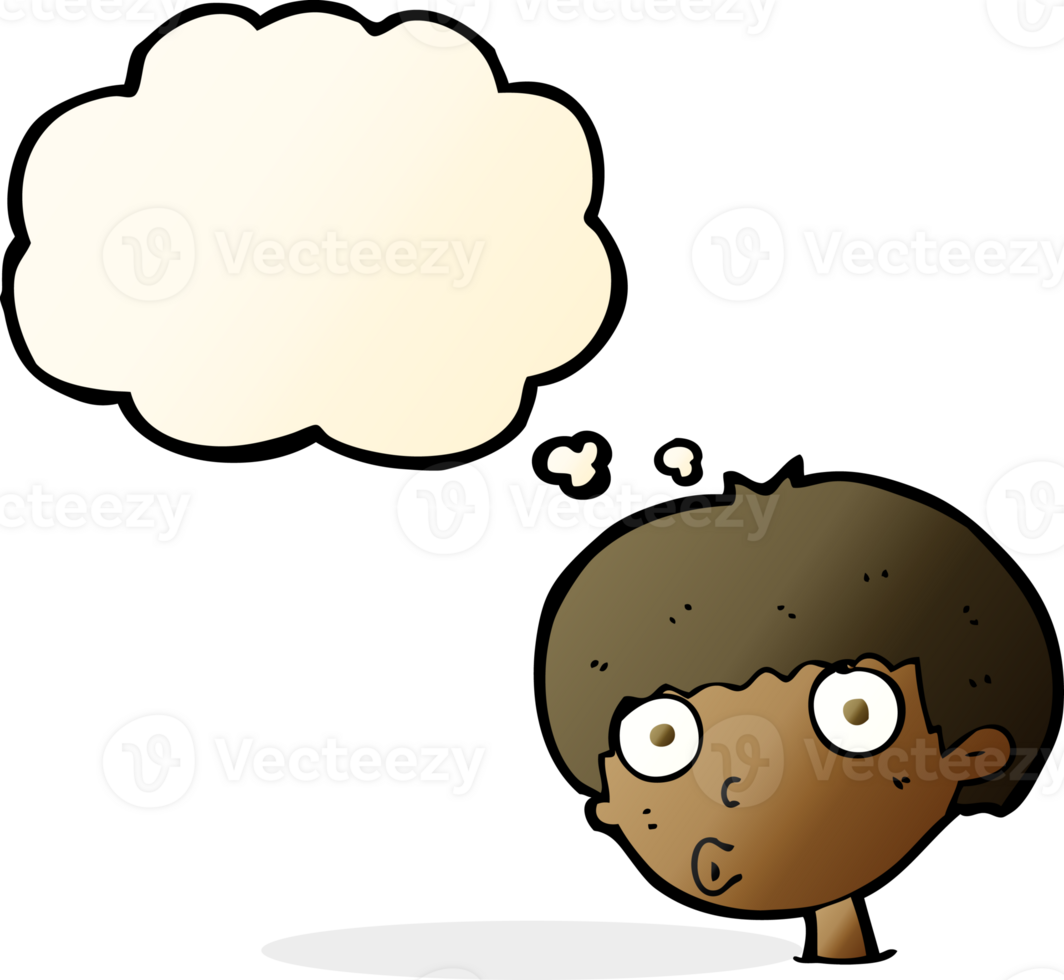 cartoon surprised boy with thought bubble png