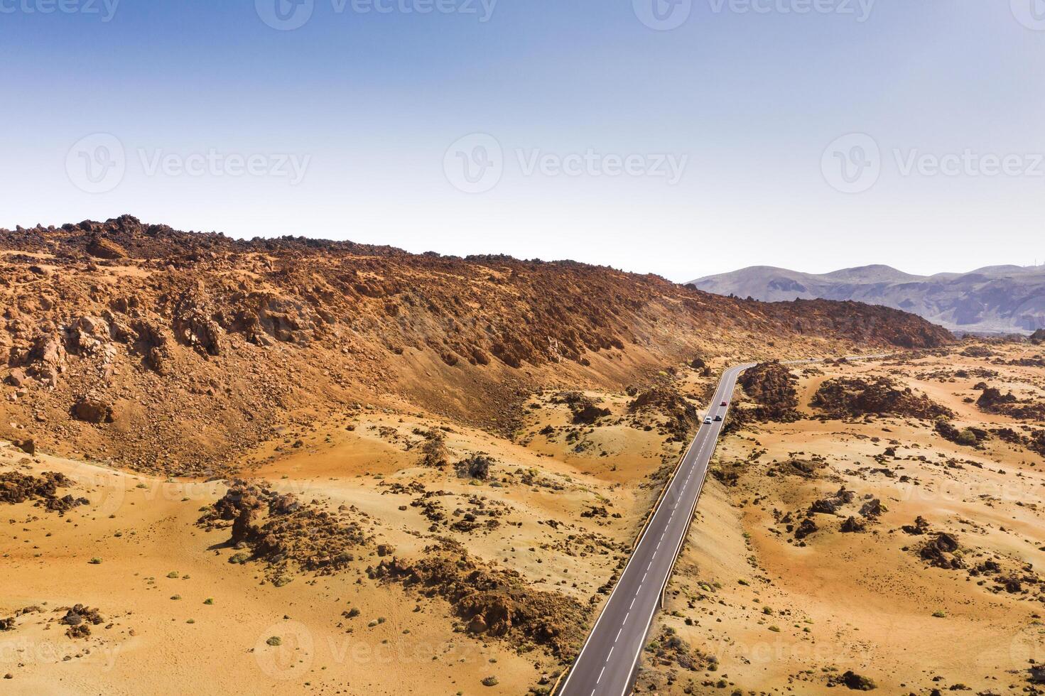 the desert landscape of the red planet similar to Mars. Teide National Park on the island of Tenerife.canary Islands, Spain photo