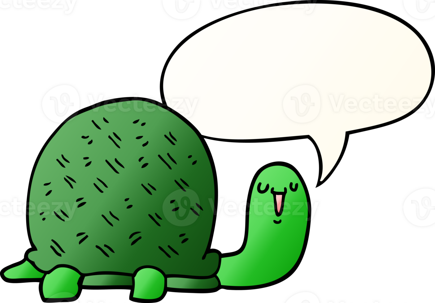cute cartoon turtle and speech bubble in smooth gradient style png