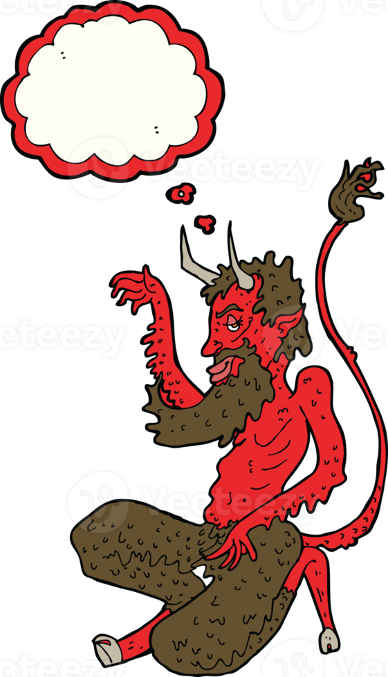 cartoon traditional devil with thought bubble png