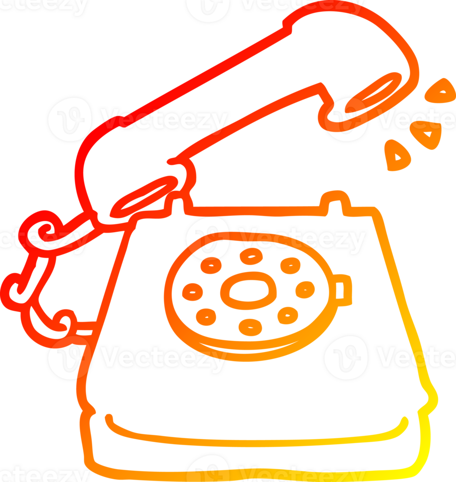 varm gradient linjeteckning tecknad ringande telefon png