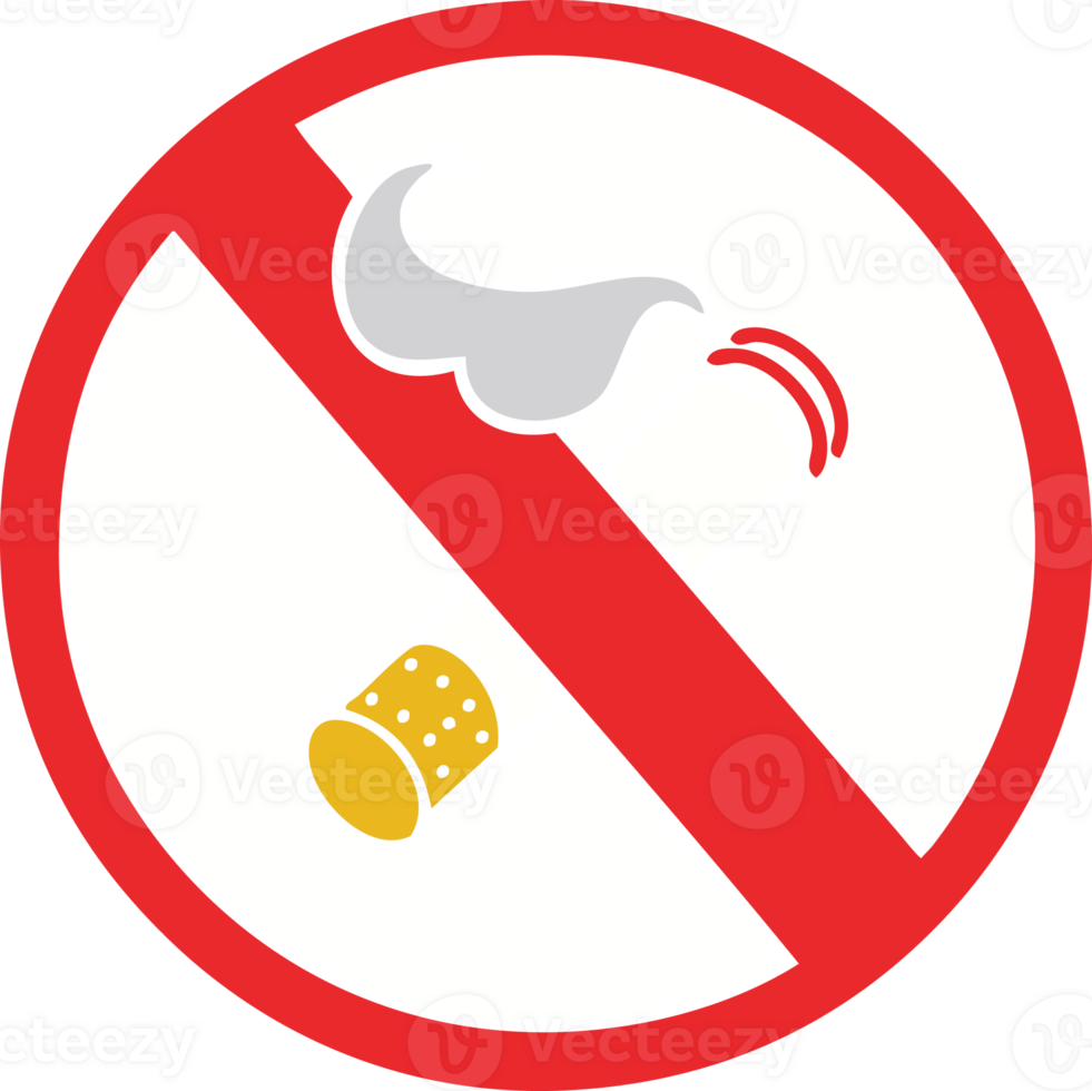 flat color retro cartoon no smoking allowed sign png