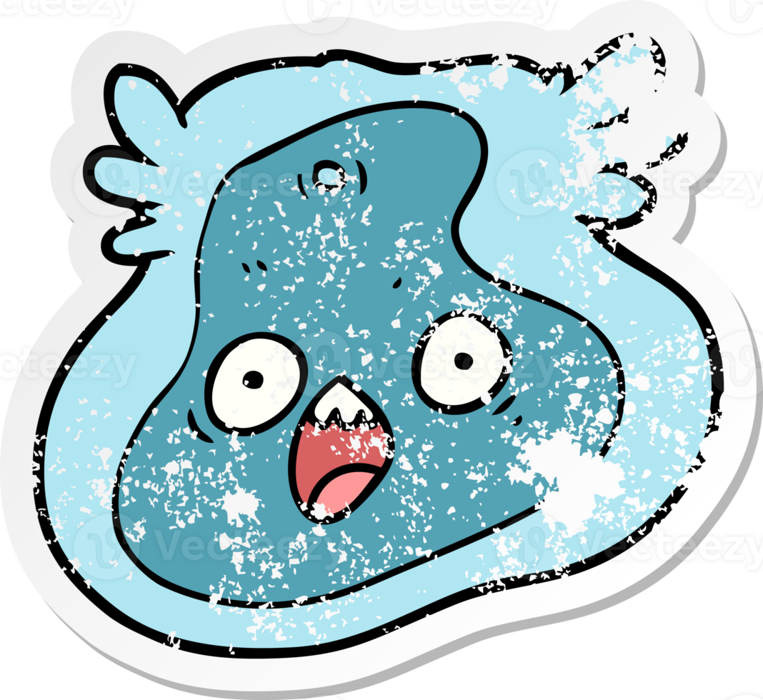 distressed sticker of a cartoon germ png