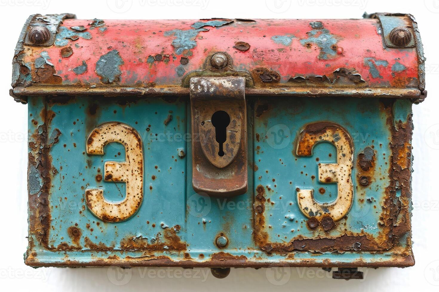 AI generated Vintage red mailbox on a white background photo