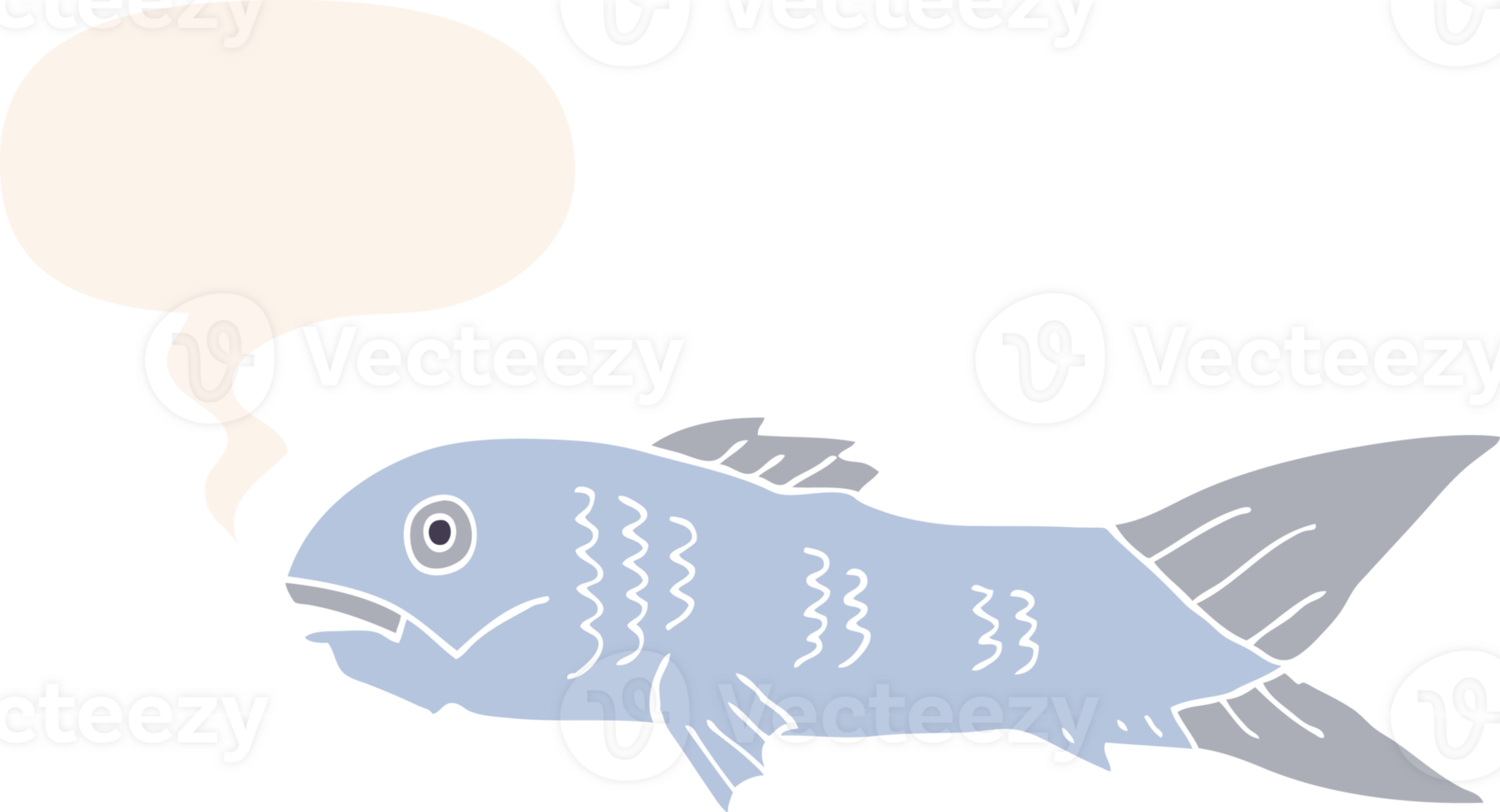 cartoon fish and speech bubble in retro style png