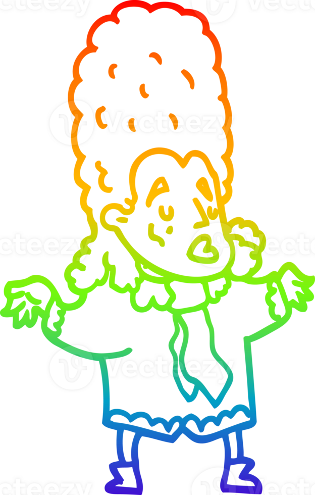 Regenbogen-Gradientenlinie Zeichnung Cartoon-Mann in Perücke png