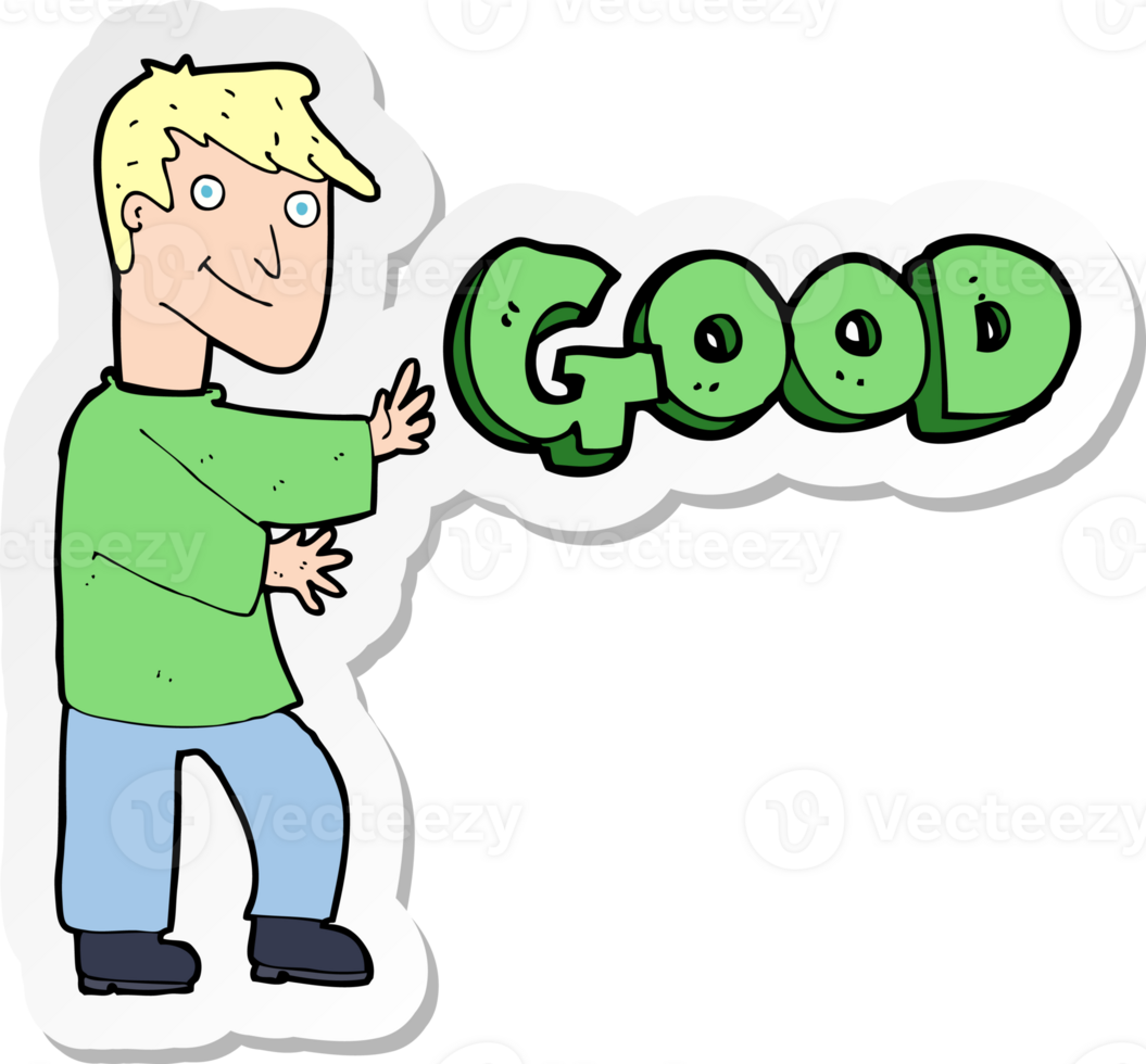 sticker of a cartoon man doing good png