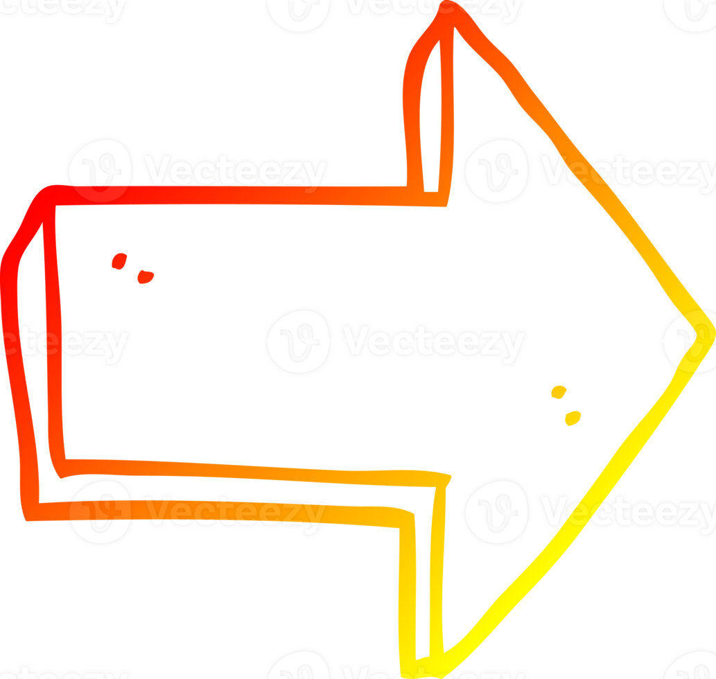 warm gradient line drawing cartoon pointing arrow png