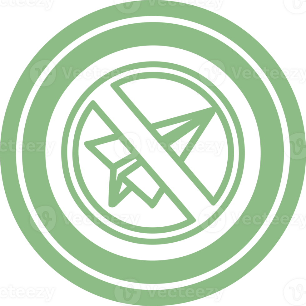icona circolare di divieto dell'aereo di carta png