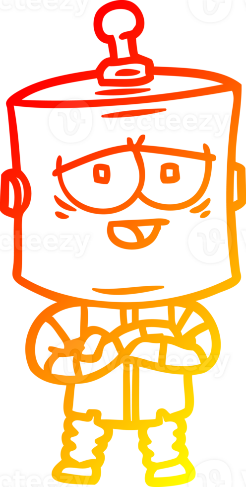 warm gradient line drawing cartoon robot png