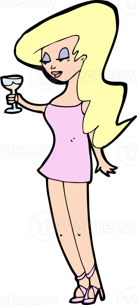 cartoon woman at party png