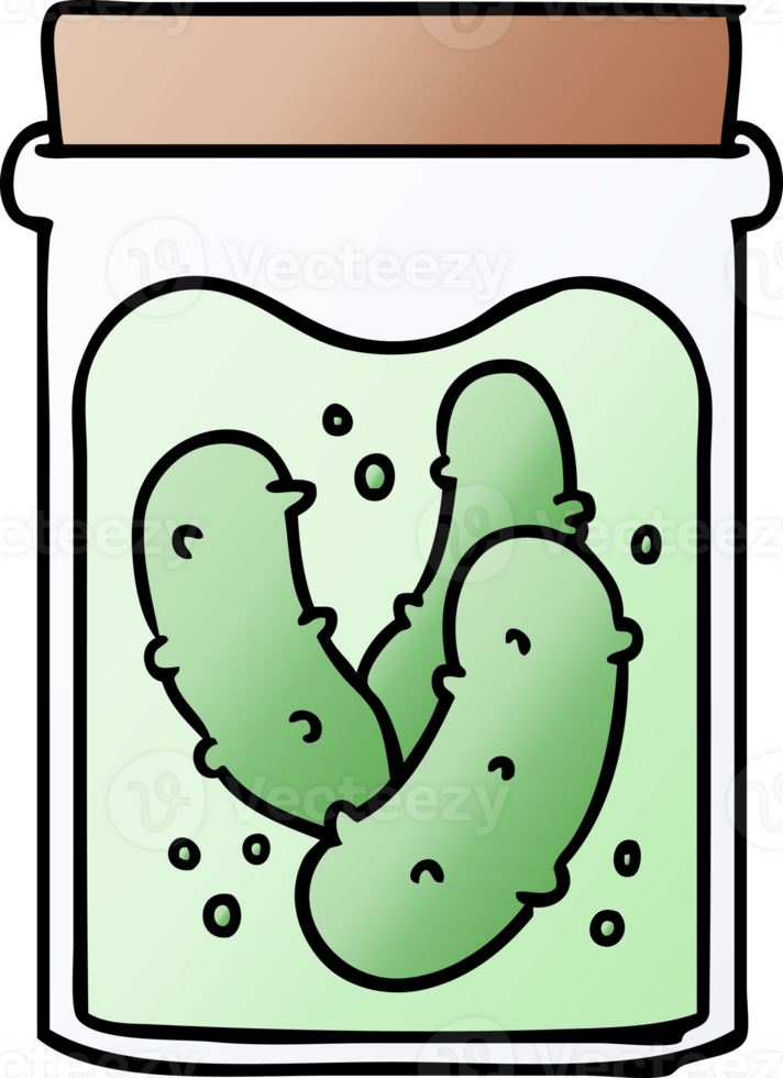gradient cartoon doodle jar of pickled gherkins png