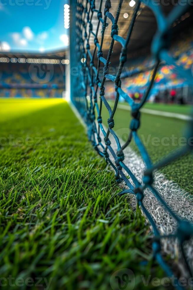 AI generated Football background or football net on the gate photo