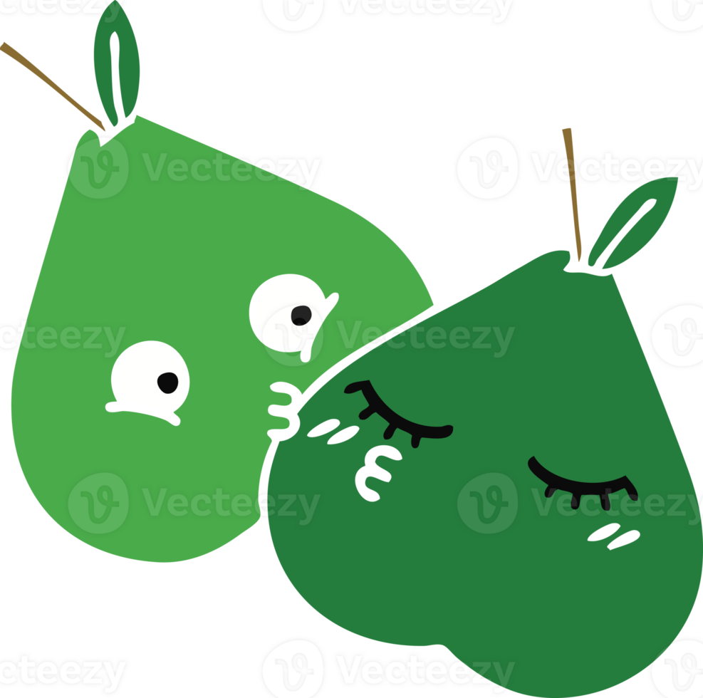 flat color retro cartoon pears png