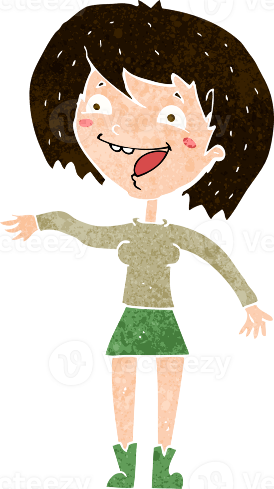 cartoon waving woman png
