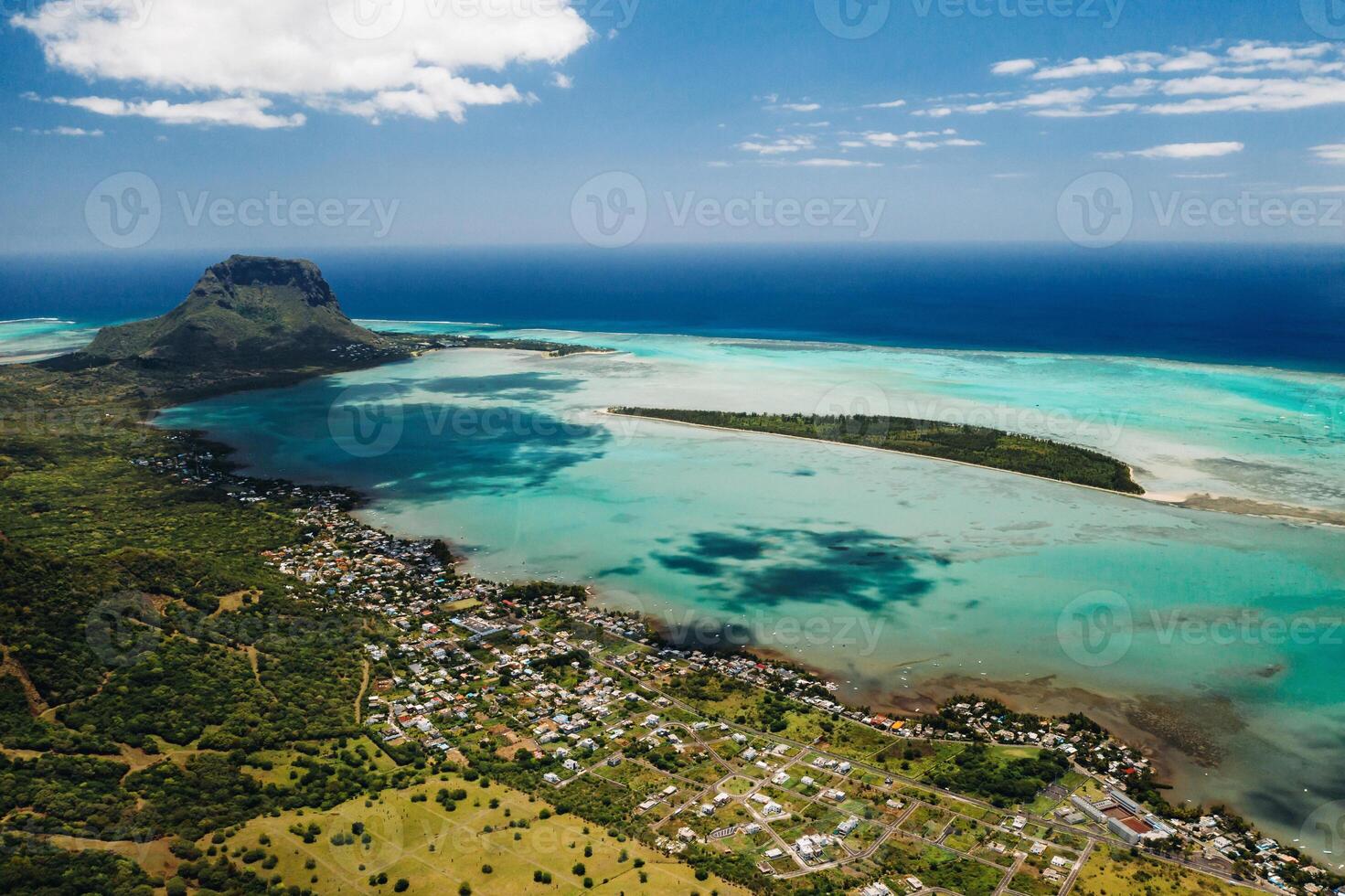 Aerial view of Le Morne Brabant mountain which is in the World Heritage list of the UNESCO photo