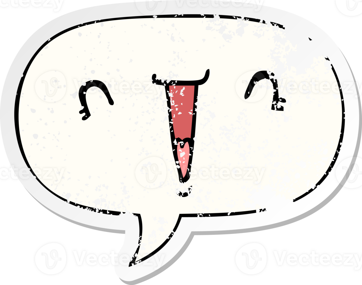 cute cartoon face and speech bubble distressed sticker png