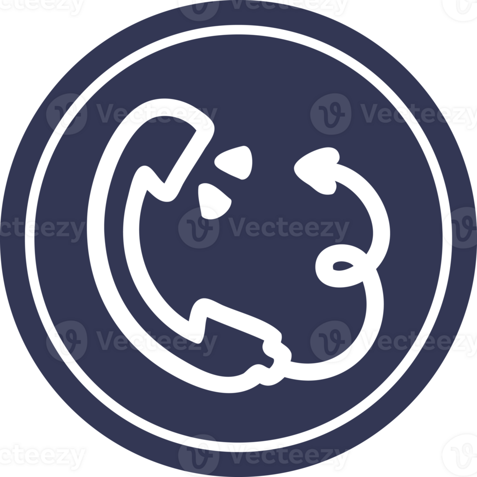 telephone handset with devil tail circular icon png