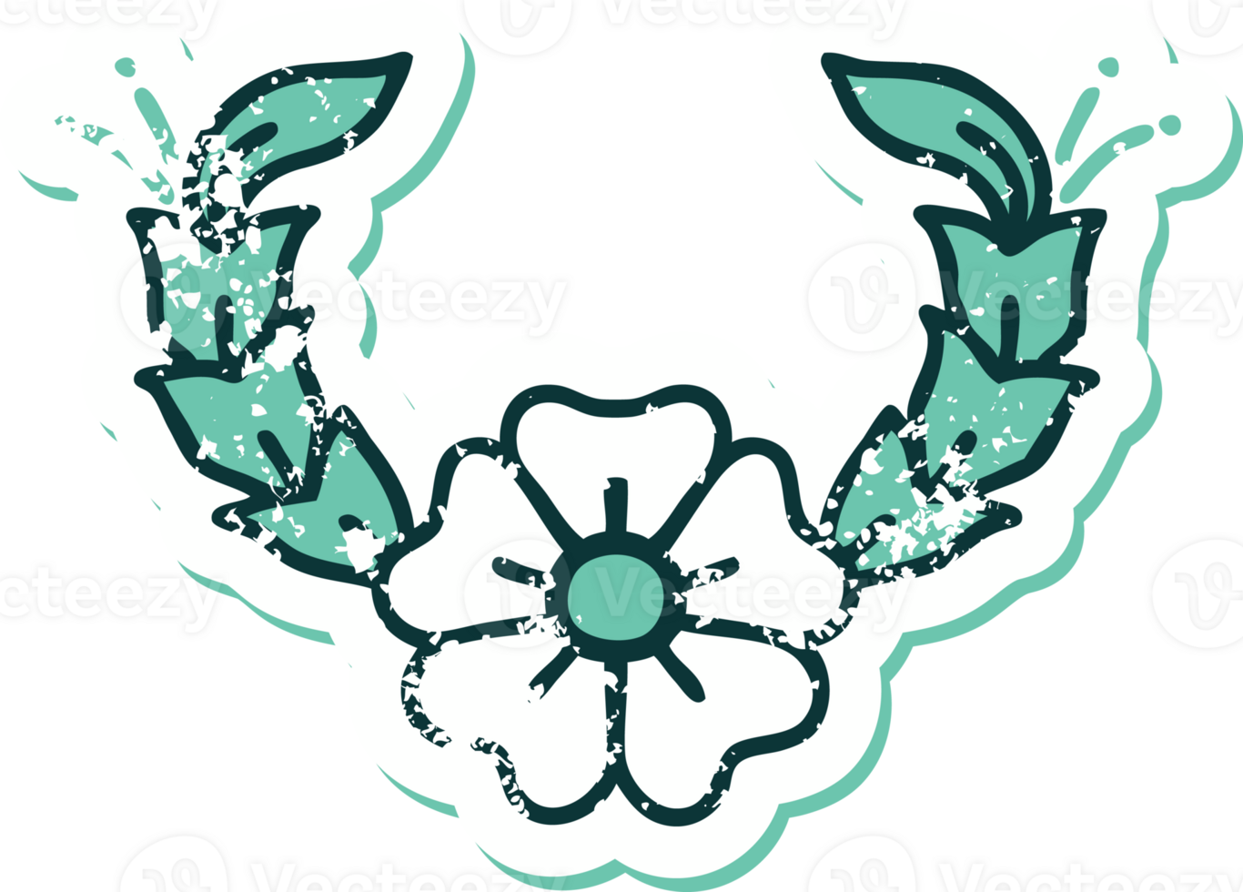 distressed sticker tattoo style icon of a decorative flower png