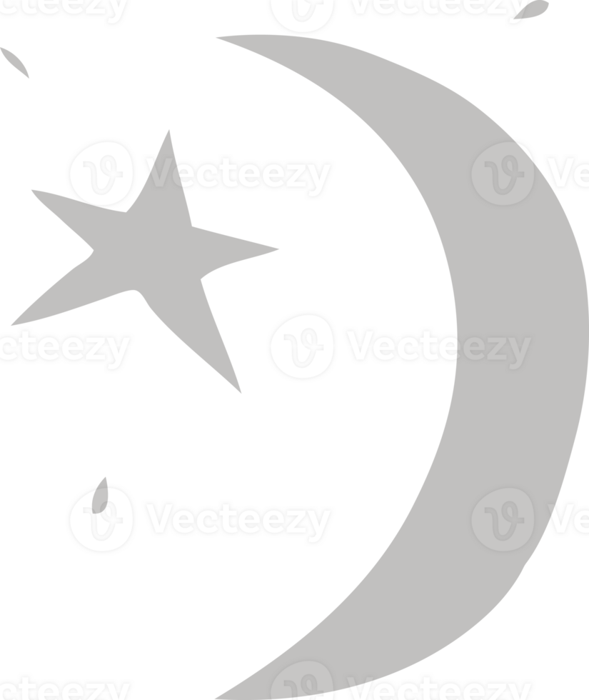 cartoon doodle of the moon and a star png