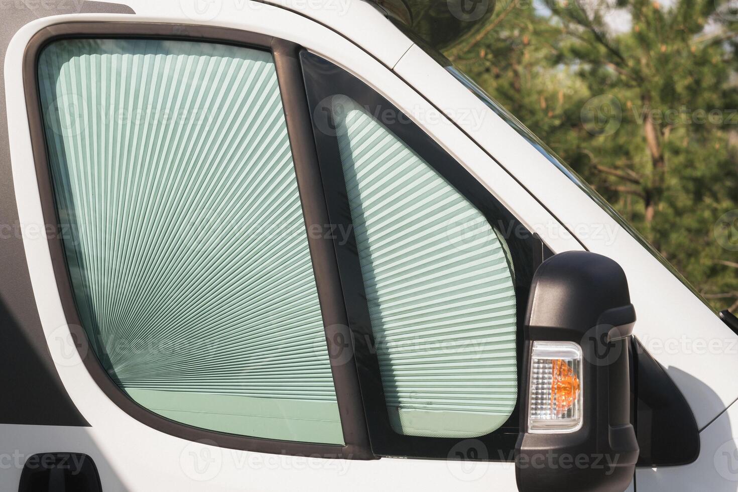 Close-up of a window in a motorhome, rest in a van photo