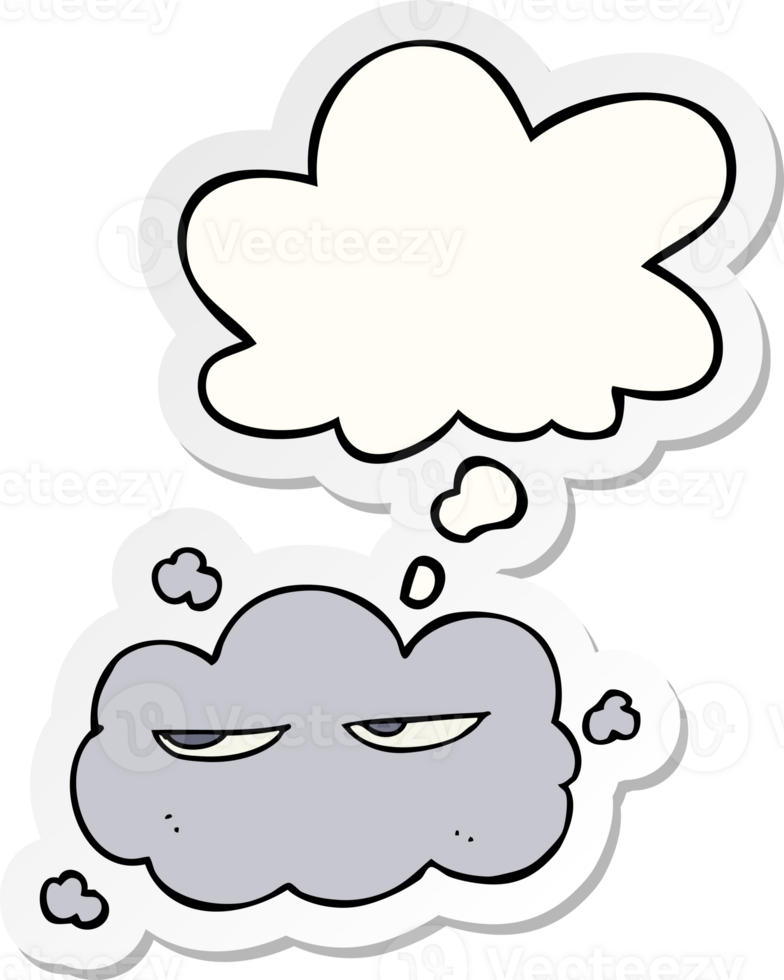 cute cartoon cloud with thought bubble as a printed sticker png