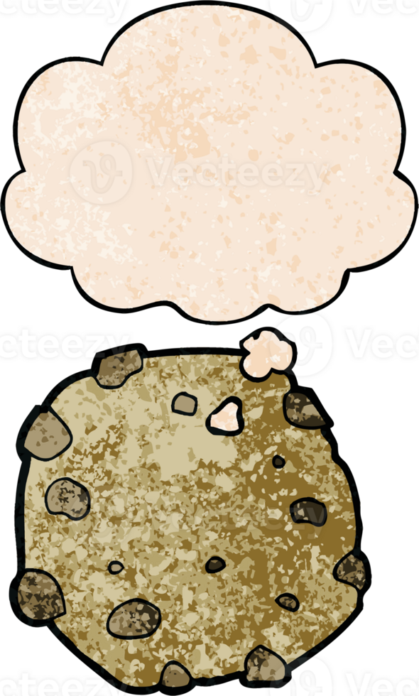 cartoon cookie and thought bubble in grunge texture pattern style png
