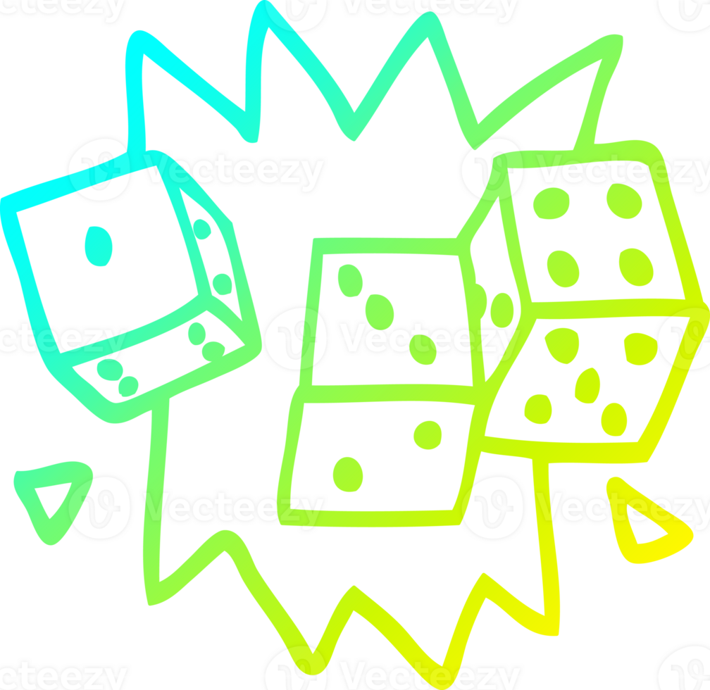 cold gradient line drawing cartoon rolling dice png