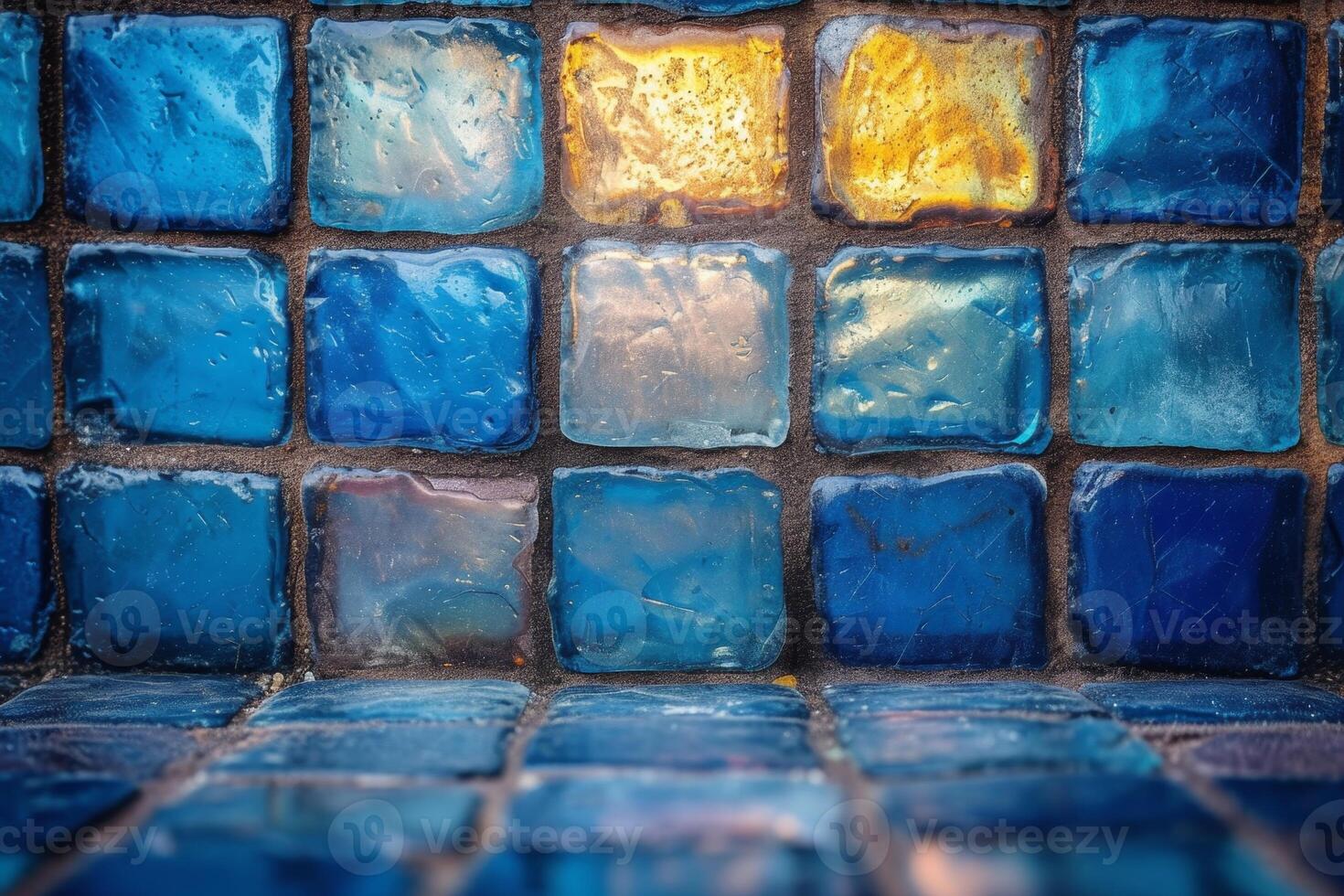 AI generated A wall of square glass bricks. Glass background photo