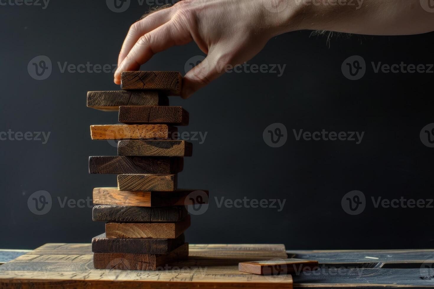 AI generated A wooden board game for balance . People play a game of chance in which balance and self-control are important photo