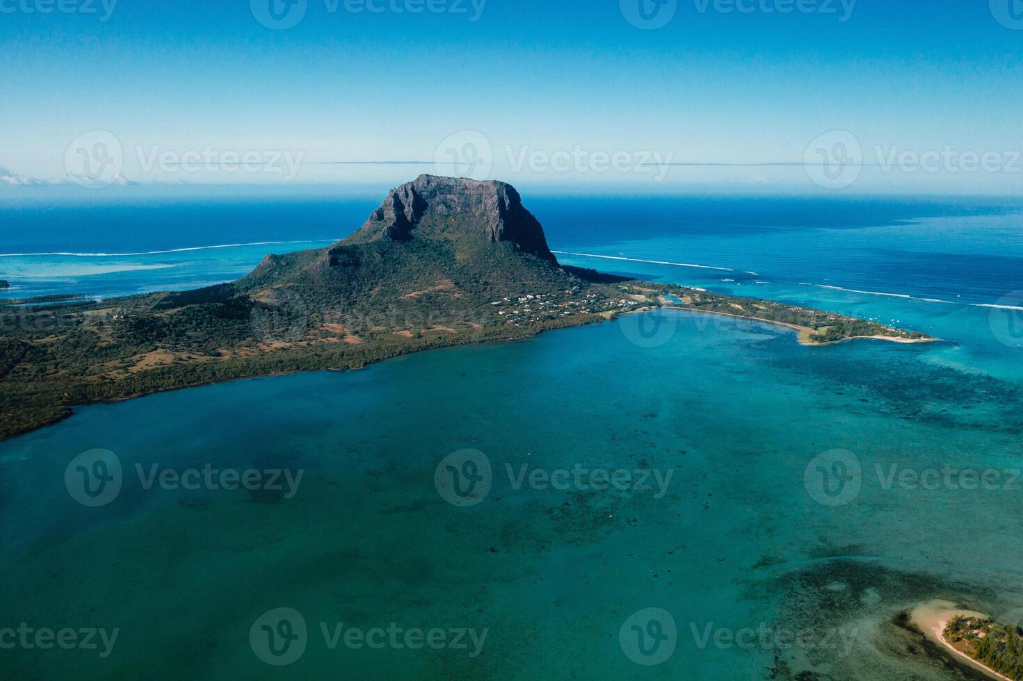 Aerial view of Le Morne Brabant mountain which is in the World Heritage list of the UNESCO photo