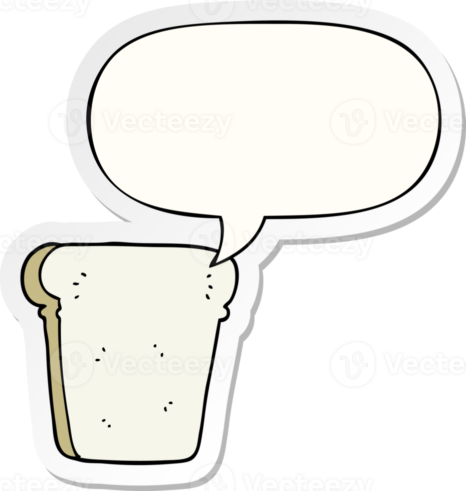 cartoon slice of bread and speech bubble sticker png