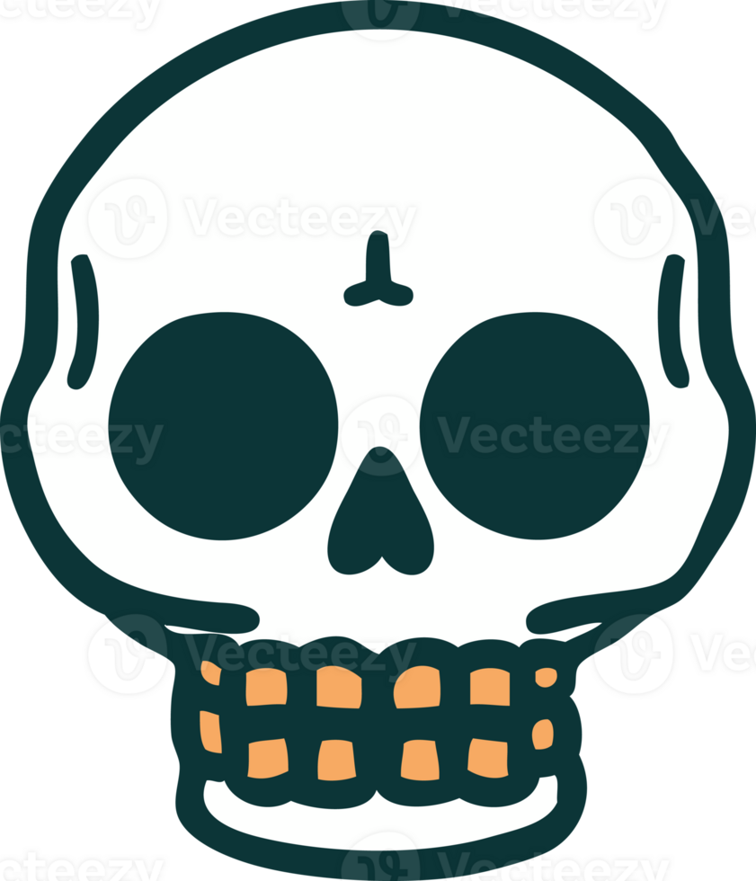 iconic tattoo style image of a skull png
