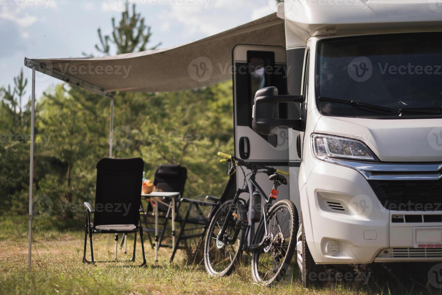 a vacation trip in a motorhome, a rest in a van photo