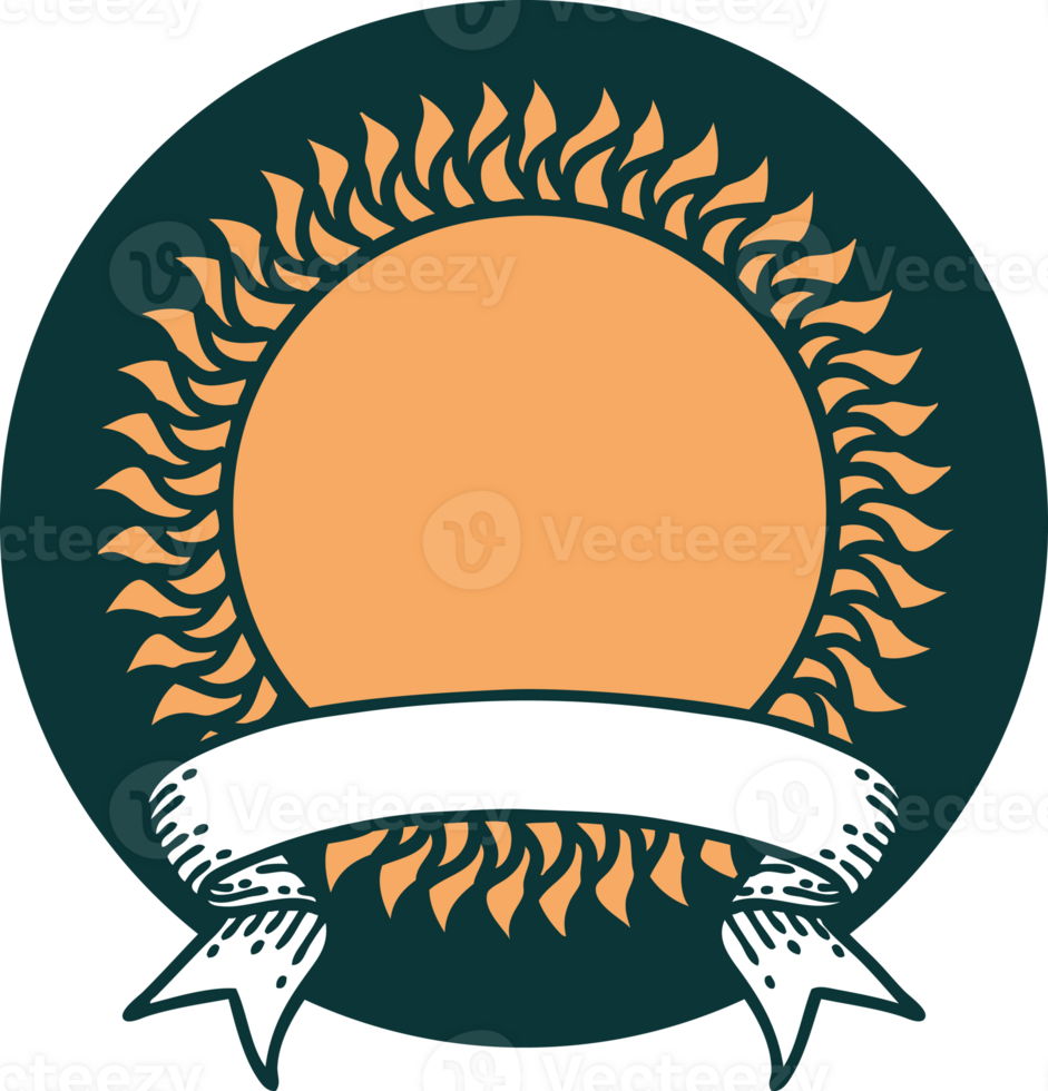 icon with banner of a sun png