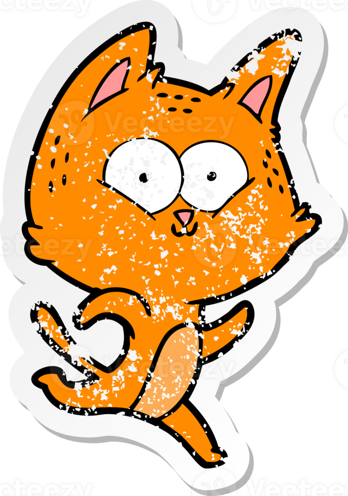 distressed sticker of a cartoon cat running png