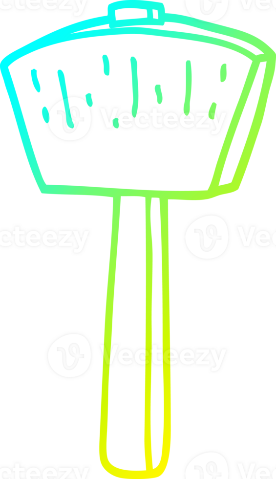 cold gradient line drawing of a cartoon mallet png
