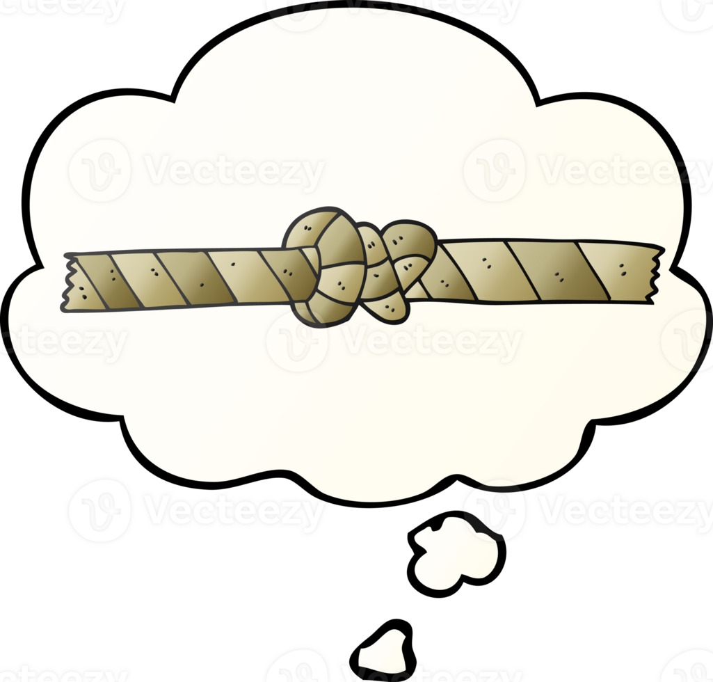 cartoon knotted rope with thought bubble in smooth gradient style png