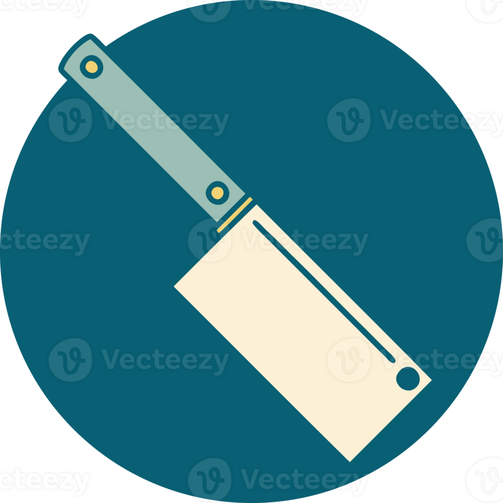 iconic tattoo style image of a meat cleaver png