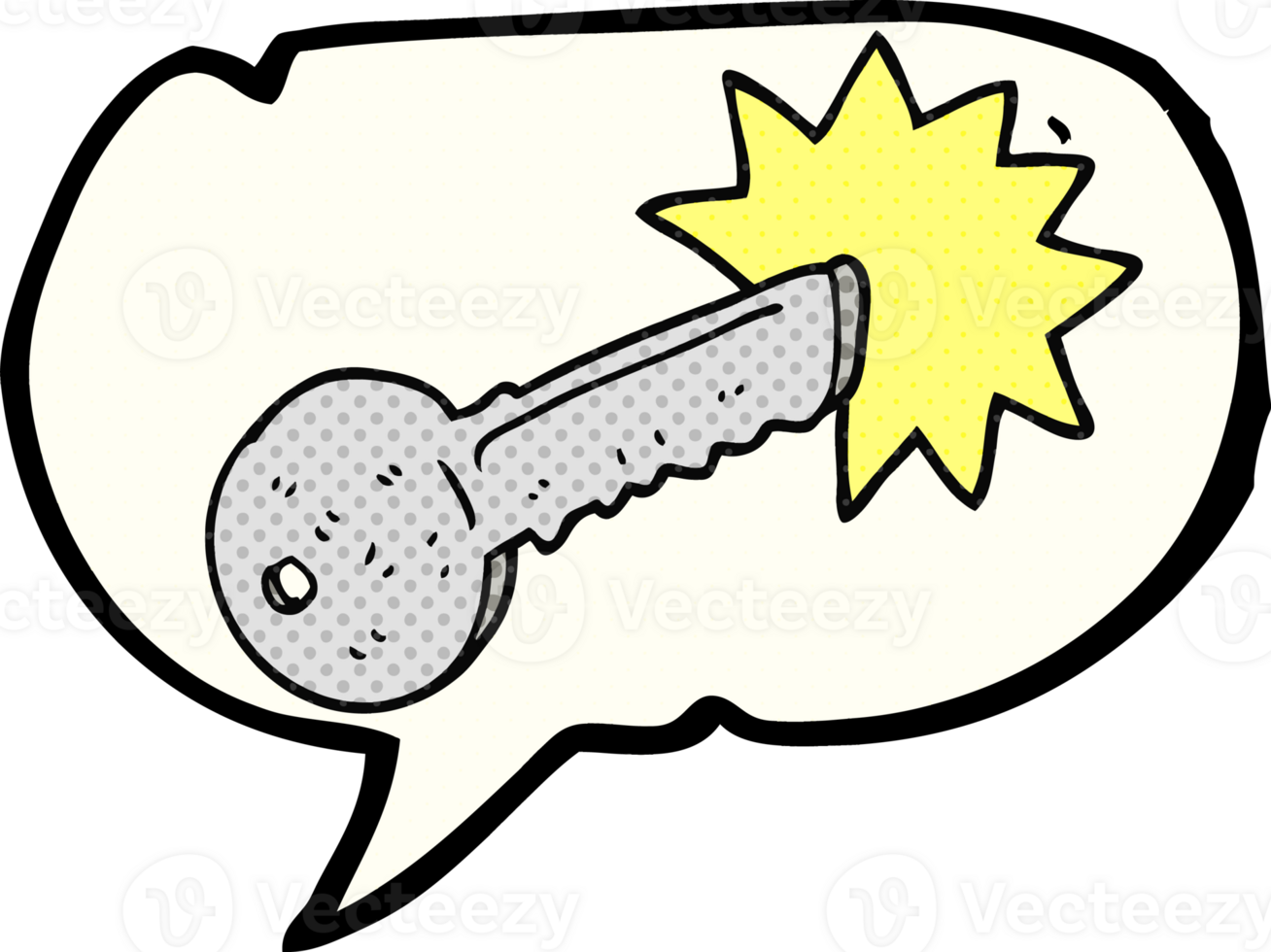 hand drawn comic book speech bubble cartoon door key png