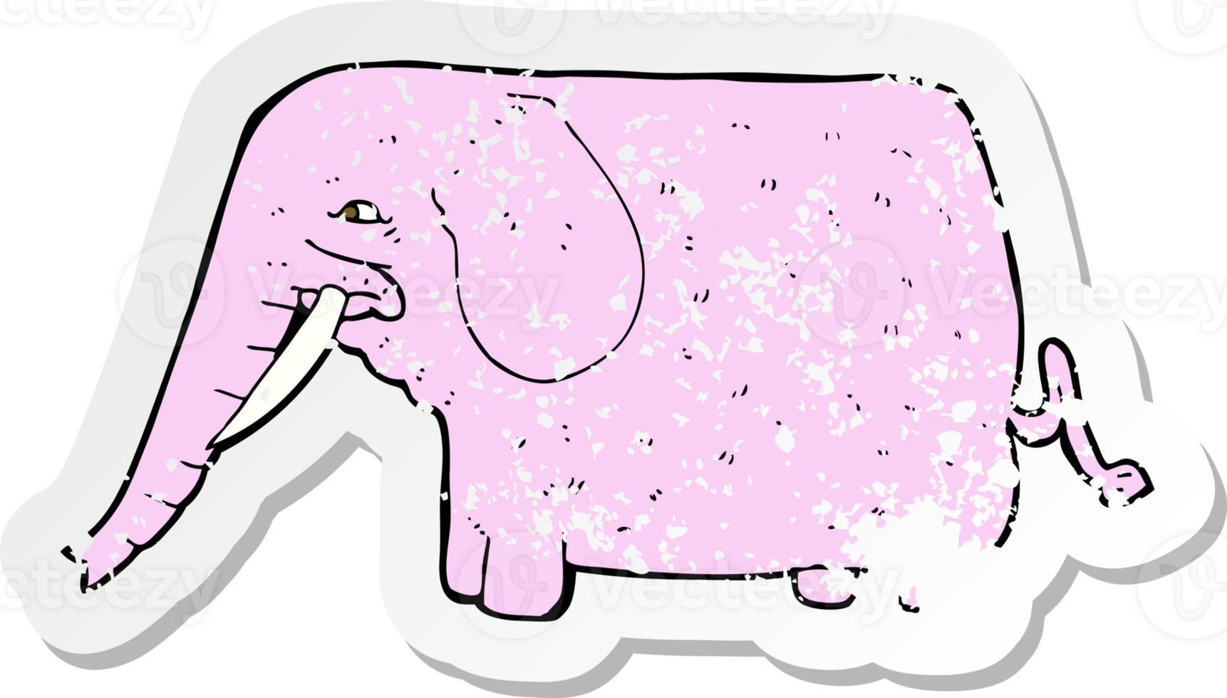 retro distressed sticker of a cartoon funny elephant png
