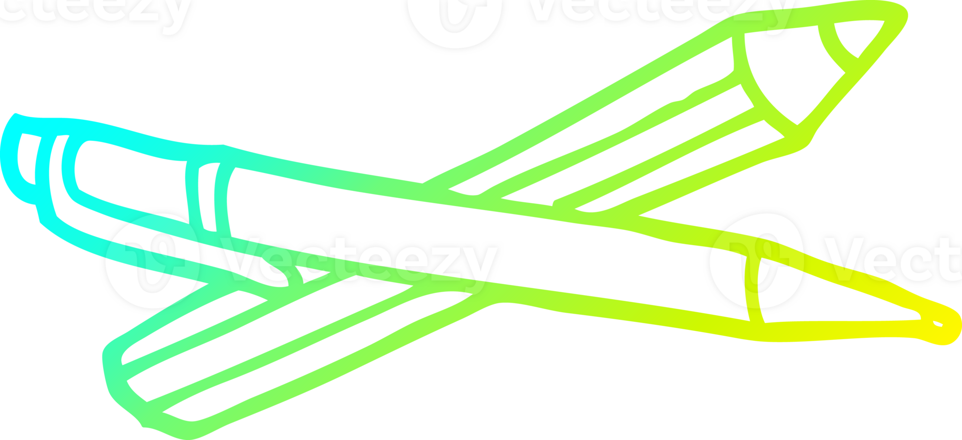 cold gradient line drawing of a cartoon pencil and pen png