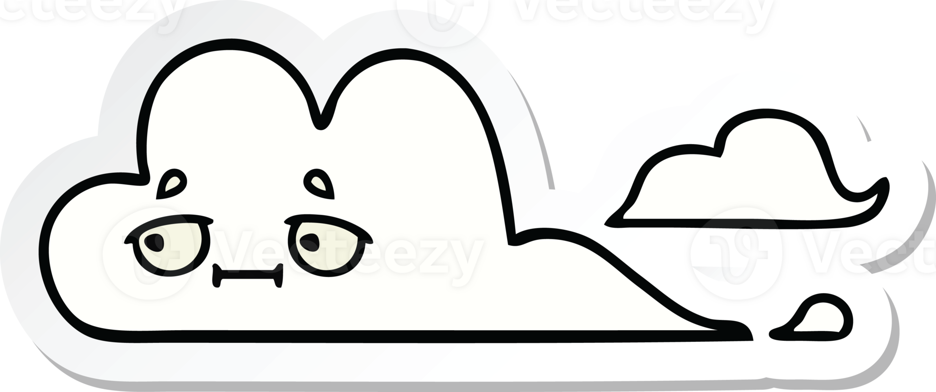 sticker of a cute cartoon white cloud png