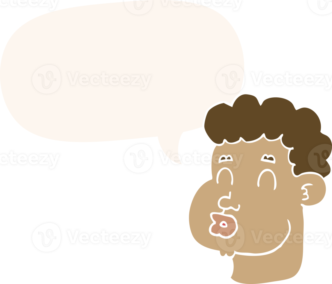 cartoon male face with speech bubble in retro style png