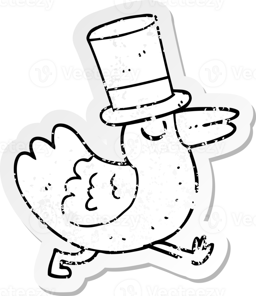 distressed sticker of a funny cartoon bird png