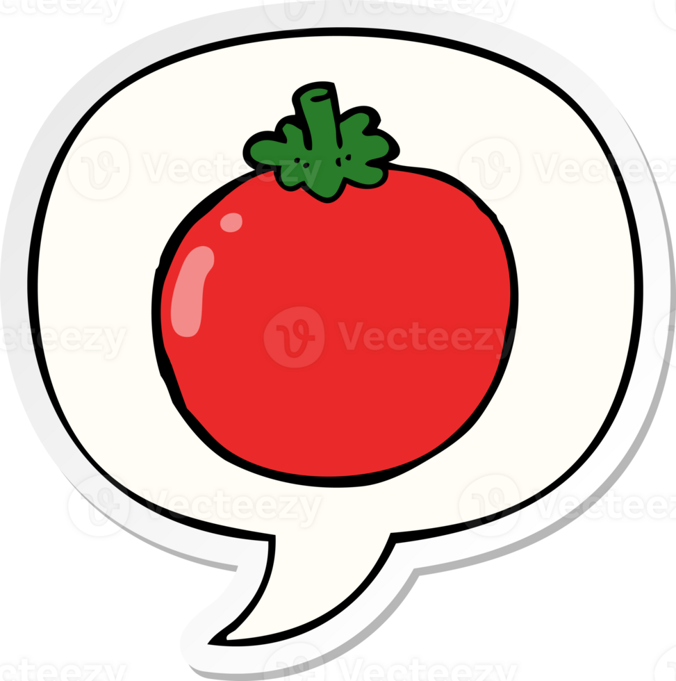 cartoon tomato with speech bubble sticker png