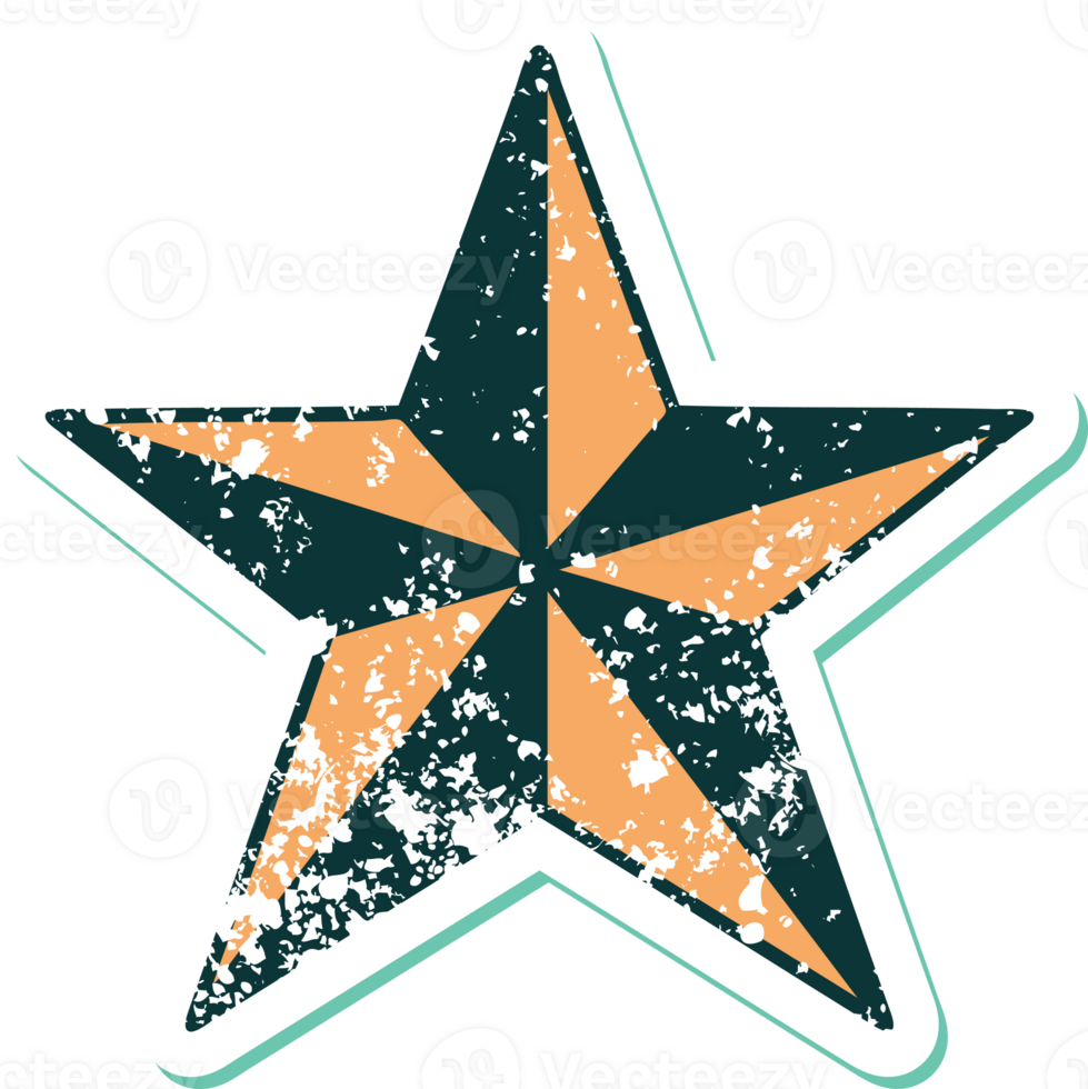 iconic distressed sticker tattoo style image of a star png
