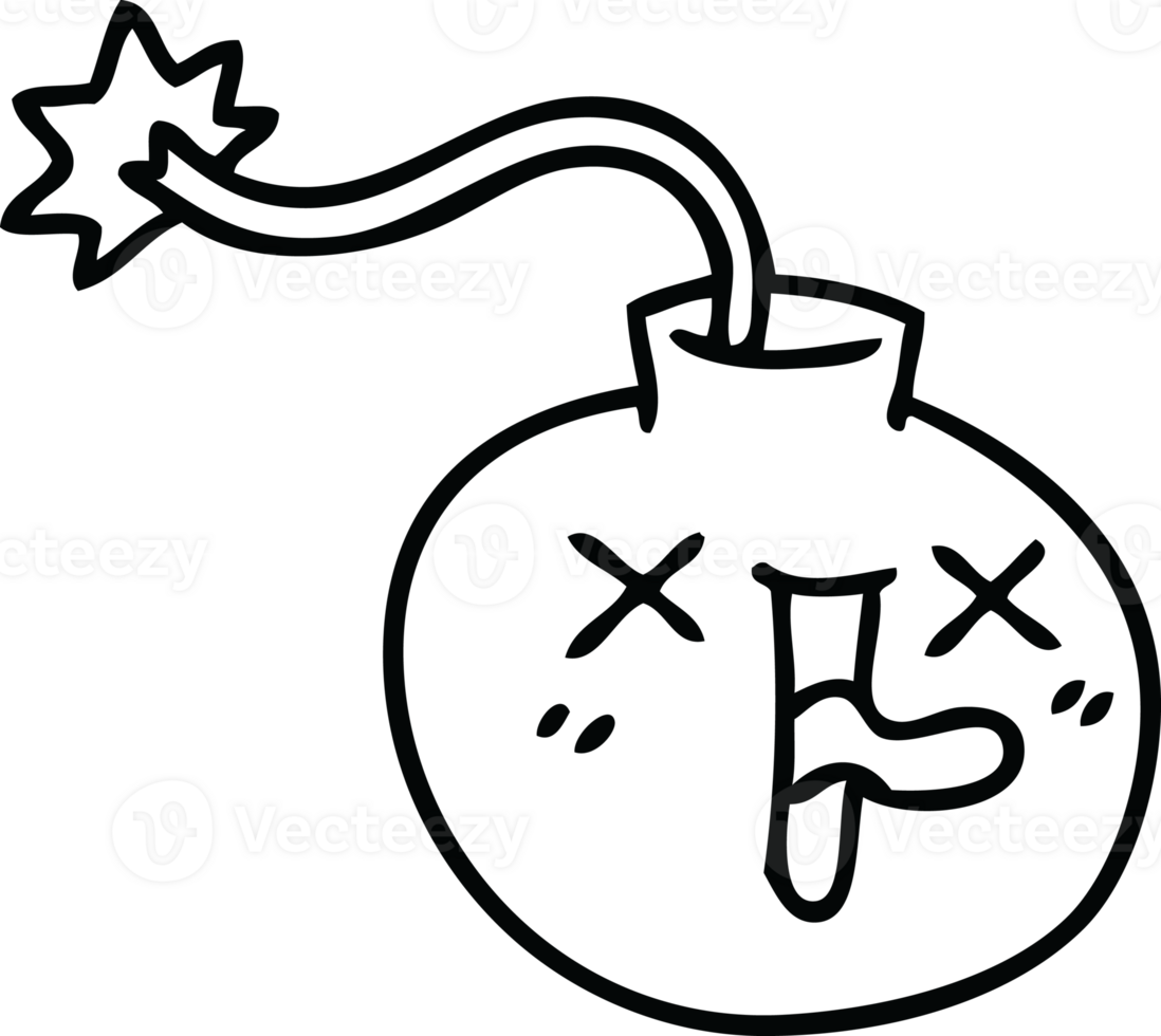 line drawing quirky cartoon bomb png