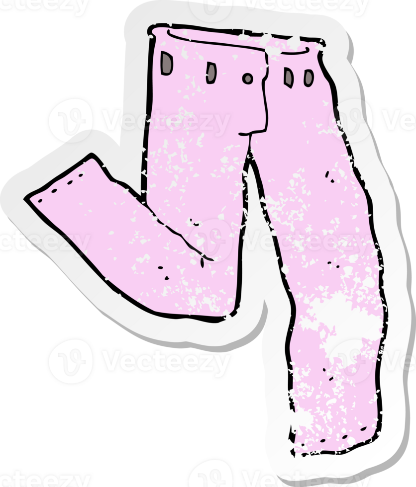 retro distressed sticker of a cartoon pair of pink pants png